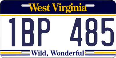 WV license plate 1BP485