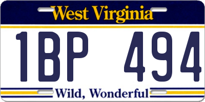 WV license plate 1BP494