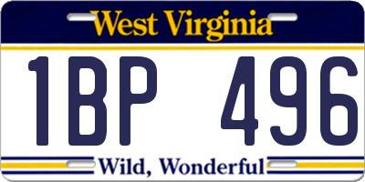WV license plate 1BP496