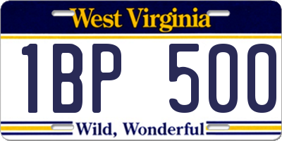 WV license plate 1BP500