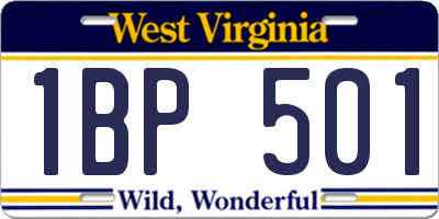 WV license plate 1BP501