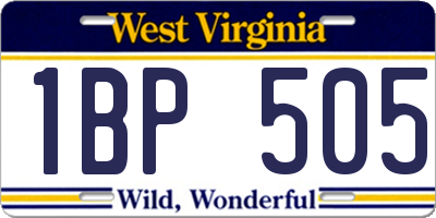 WV license plate 1BP505