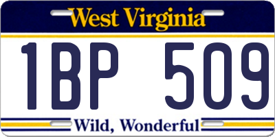 WV license plate 1BP509