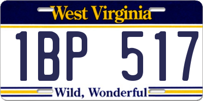 WV license plate 1BP517