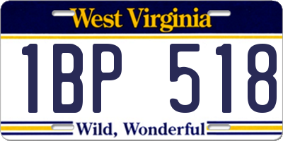 WV license plate 1BP518