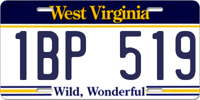 WV license plate 1BP519