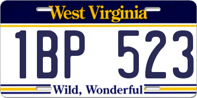 WV license plate 1BP523