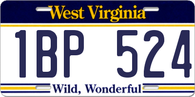 WV license plate 1BP524