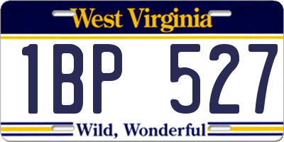 WV license plate 1BP527