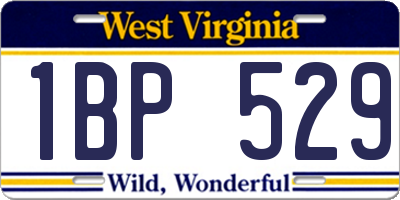 WV license plate 1BP529