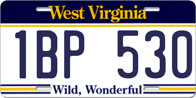 WV license plate 1BP530