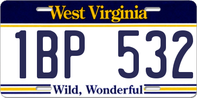 WV license plate 1BP532