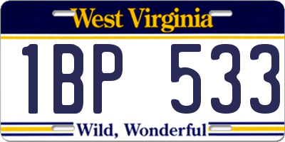 WV license plate 1BP533