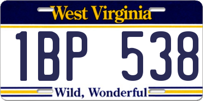 WV license plate 1BP538
