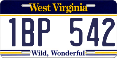WV license plate 1BP542