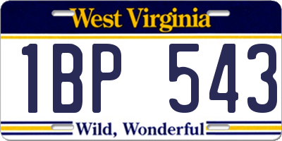 WV license plate 1BP543