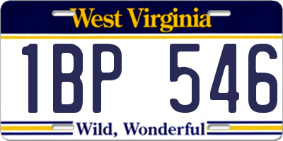 WV license plate 1BP546
