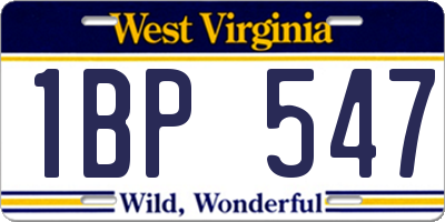 WV license plate 1BP547