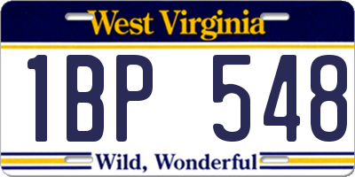 WV license plate 1BP548
