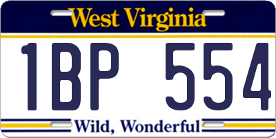 WV license plate 1BP554