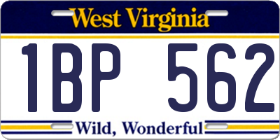 WV license plate 1BP562
