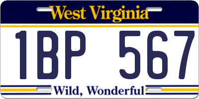 WV license plate 1BP567