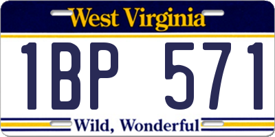 WV license plate 1BP571