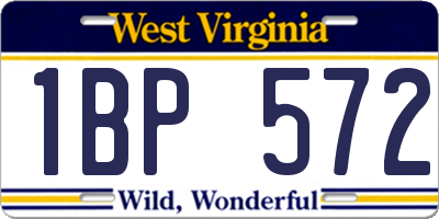 WV license plate 1BP572