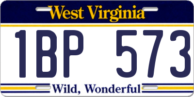 WV license plate 1BP573