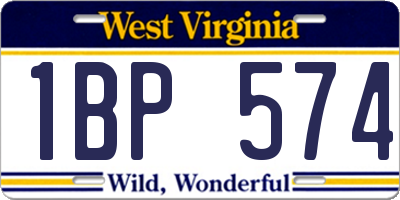 WV license plate 1BP574
