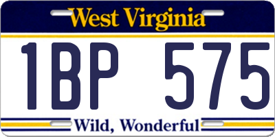 WV license plate 1BP575