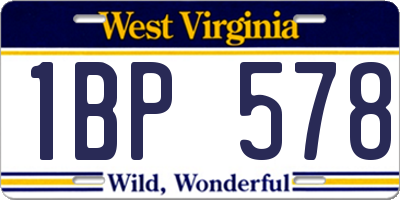 WV license plate 1BP578