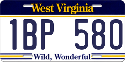 WV license plate 1BP580