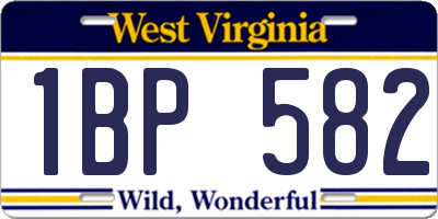 WV license plate 1BP582