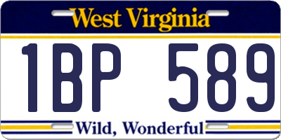 WV license plate 1BP589