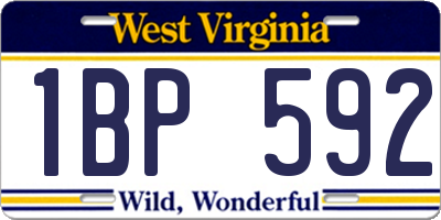 WV license plate 1BP592