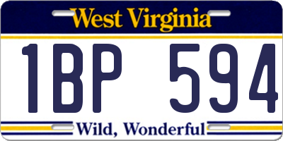 WV license plate 1BP594
