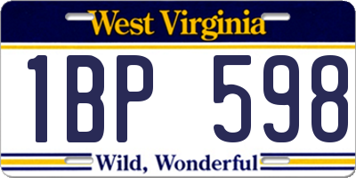 WV license plate 1BP598