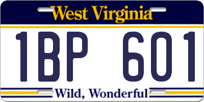 WV license plate 1BP601