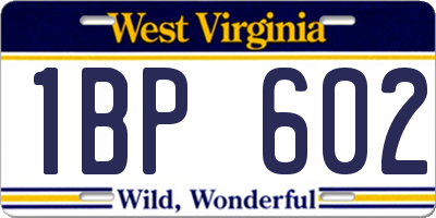 WV license plate 1BP602