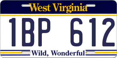 WV license plate 1BP612