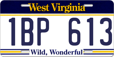 WV license plate 1BP613