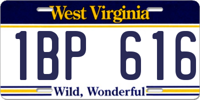 WV license plate 1BP616