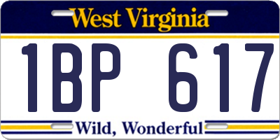 WV license plate 1BP617