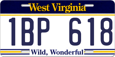 WV license plate 1BP618