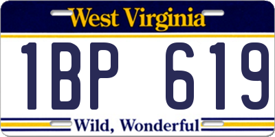 WV license plate 1BP619