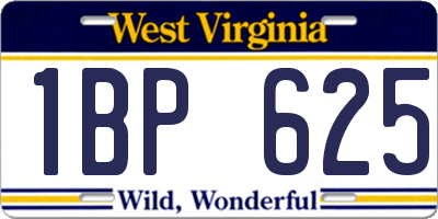 WV license plate 1BP625