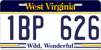 WV license plate 1BP626