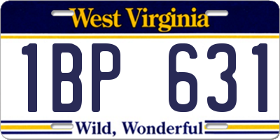 WV license plate 1BP631