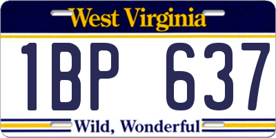 WV license plate 1BP637